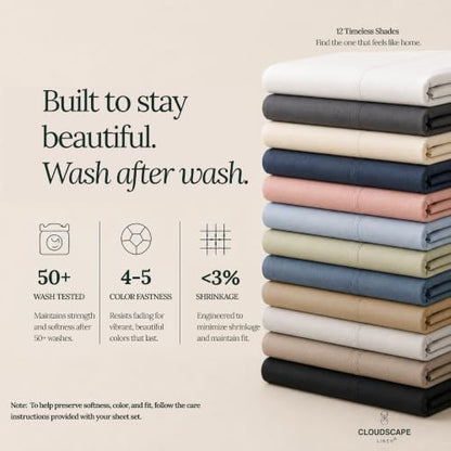 CLOUDSCAPE Millennium Series Egyptian Cotton Sheets TwinXL Size, FrenchBlue