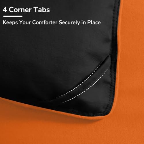 downluxe Twin Comforter Set Soft Reversible 2 Pieces, Orange/Black