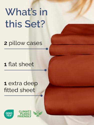 Extra Deep Pocket Cal King Sheet Set - Breathable & Cooling - Terracotta
