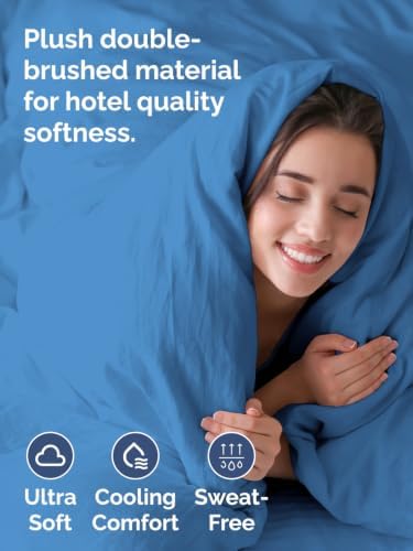Duvet Cover Cal King Size - 3 Piece with Zipper Closure - Royal Blue