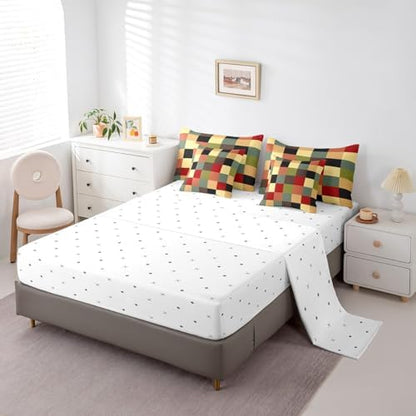 jejeloiu Classic Plaid Comforter Set with Sheets 7 Piece Twin Size