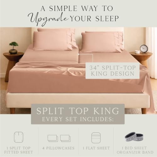 KARISSA MAE 6 Piece Luxury Bamboo Viscose 34" Split Top King Size Sheet Set