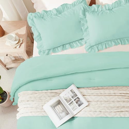 Andency Mint California King Comforter Set, 3 Pieces Shabby Chic Bedding