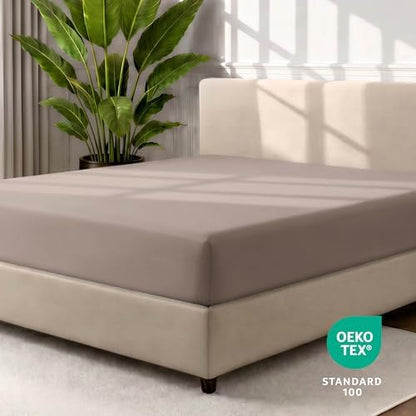 Bare Home Queen Fitted Sheet - 1800 Ultra-Soft (Queen, Taupe)