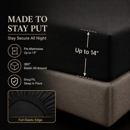 CozyLux Full Size Comforter Sets Black, 7 Pieces Pintuck Bed in a Bag