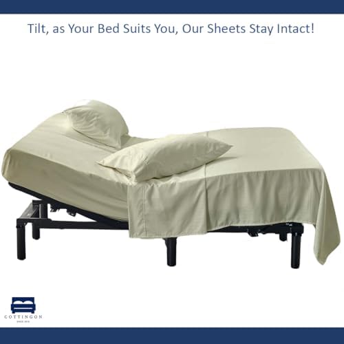 4 Piece Flex Head King Sheet Set 34" Top, 100% Egyptian Cotton, Ivory