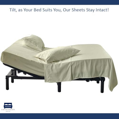 4 Piece Flex Head King Sheet Set 34" Top, 100% Egyptian Cotton, Ivory