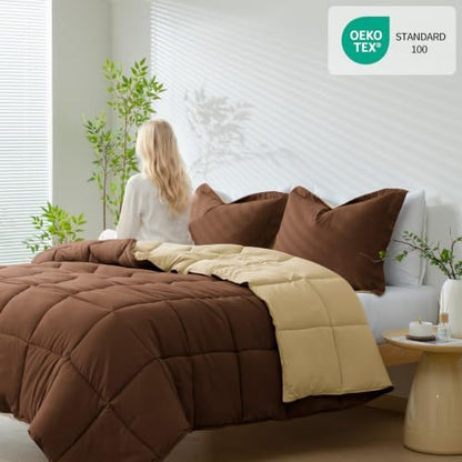 HIG 3pc Chocolate Twin/Twin XL Bedding Comforter Set Duvet Insert Blanket