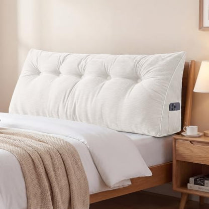 Sasttie Headboard Pillow Queen, Wedge Pillow Headboard, White