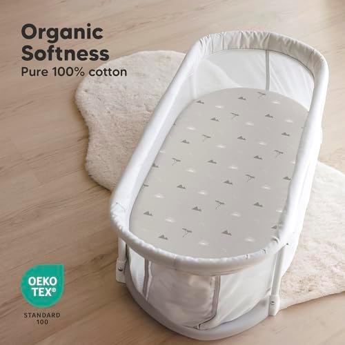 2pk Organic Baby Bassinet Sheets Boys, Girls, Fitted Sheet (Savannah)