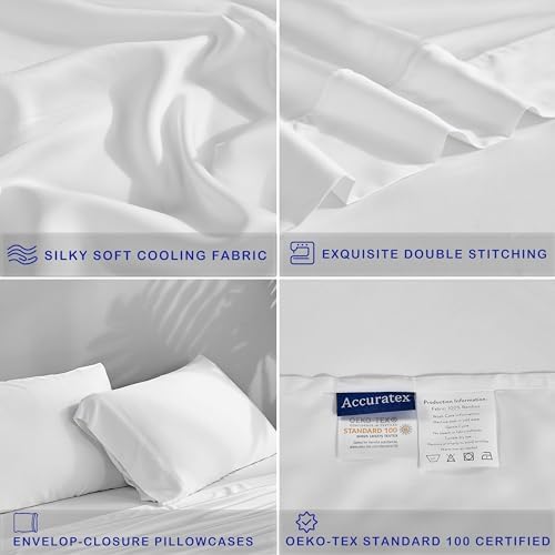 ACCURATEX Cooling Sheets for Hot Sleepers, King Size, White