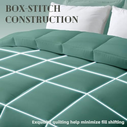 DOWNCOOL Comforters King Size, Sage Green Duvet Insert, Lightweight Quilt