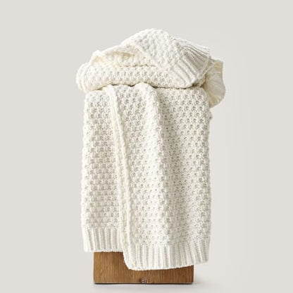 EVERGRACEHOME Chunky Chenille Knit Throw Blanket, 50 x 60, Bright White