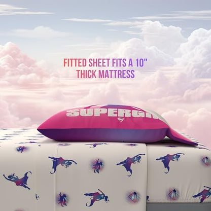 Supergirl Movie Bedding Set, Full Size, 5-Piece Super Soft Cozy Reversible Comforter & Sheet Set (Officially Licensed Product) by Franco