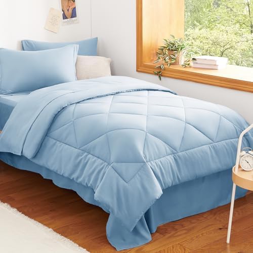 CozyLux Twin XL Comforter Set 68"x88" Baby Blue - 5 Piece Bed in a Bag