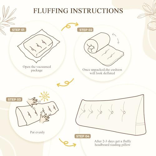 DANGHOOGY Headboard Pillow Queen, Large Triangular Wedge Headboard Pillow for Reading and Resting, Backrest Positioning Support Pillow with Removable Cover (Cream)