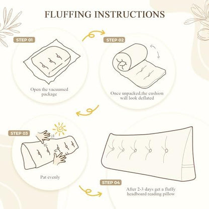 DANGHOOGY Headboard Pillow Queen, Large Triangular Wedge Headboard Pillow for Reading and Resting, Backrest Positioning Support Pillow with Removable Cover (Cream)