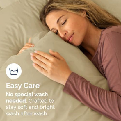 Queen Pillow Cases Set of 6 - Ultra Soft Cozy Pillowcase Covers - Beige