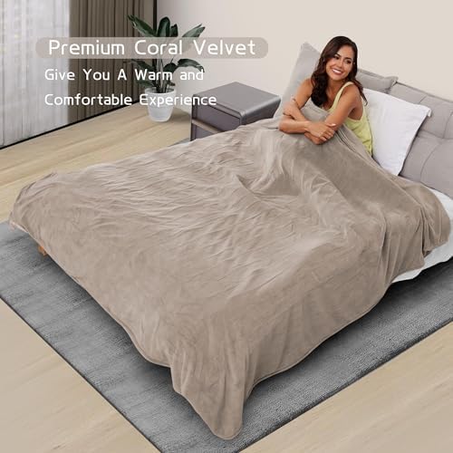 ReyyNio Electric Heated Blanket Full Size 72"x84", 10H Auto-Off, Brown