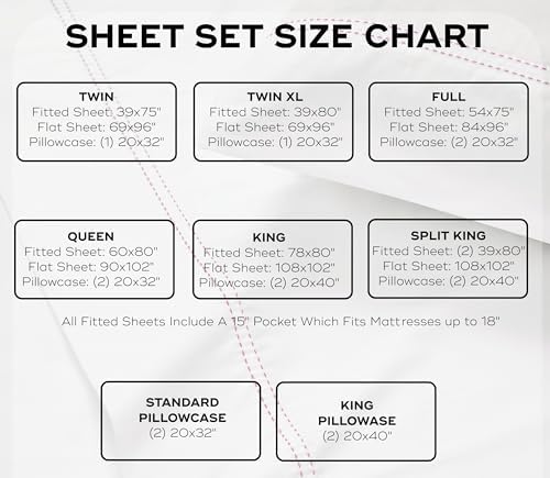 SCOUT 100% Cotton 200 Thread Count Percale Pick Stitch White/Pink Lemonade 5-Piece Split King Sheet Set, Solid Themed, Adult Bedding, Oeko-TEX Certified