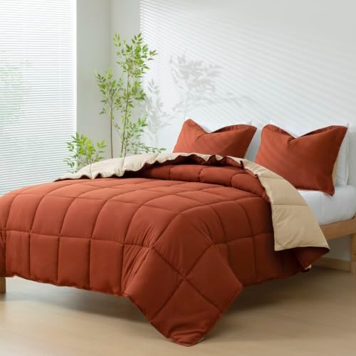 HIG 3pc Terracotta Queen Size Bedding Comforter Set Duvet Insert Blanket
