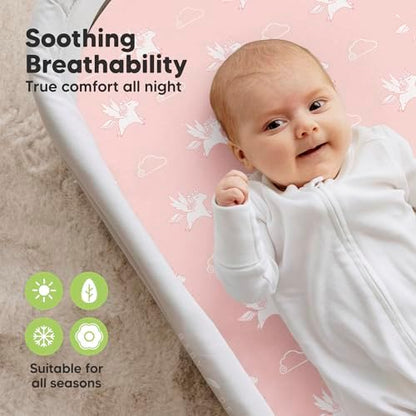 2pk Organic Baby Bassinet Sheets Boys, Girls, Fitted Sheet (Dreamland)