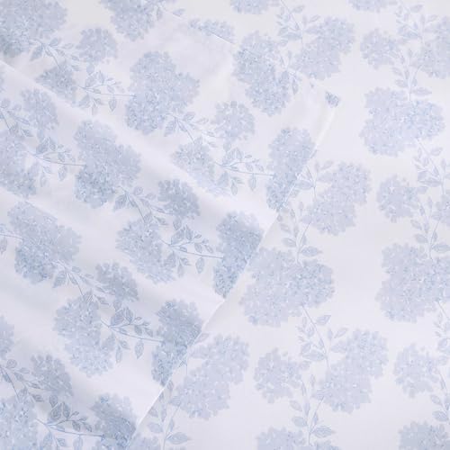 Stone Cottage - Sheet Set, Crisp & Breathable Percale Cotton Bedding with Matching Pillowcases, 200-Thread Count, Deep Pocket, Vintage Inspired Home Essentials (Fairfield Blue, Queen)