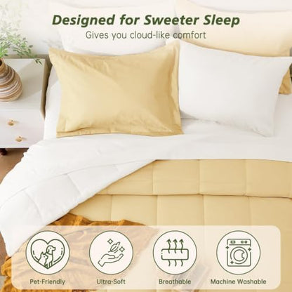 California King Comforter Set, Yellow Bed in a Bag, Bedding Set with sheets