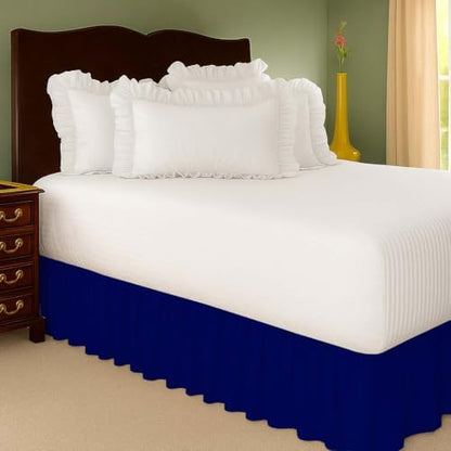 Mattress-Homes Ruffled Bed Skirt Split Corners with Platform, Tailored Fit Wrinkle Free Ultra-Soft Microfiber Dust Ruffle, King 18" Drop, Navy Blue