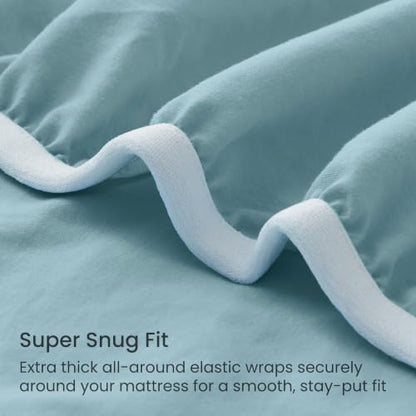 GOKOTTA 4 Piece Queen Sheet Set - Soft, Breathable & Cozy - Baby Blue