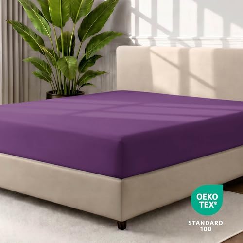 Bare Home King Fitted Sheet - 1800 Ultra-Soft (King, Plum)