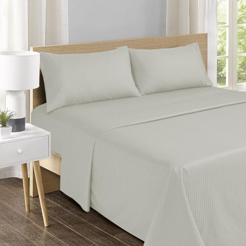 Feather & Stitch 100% Cotton Sateen 500 TC Split King Size Bed Sheet Set