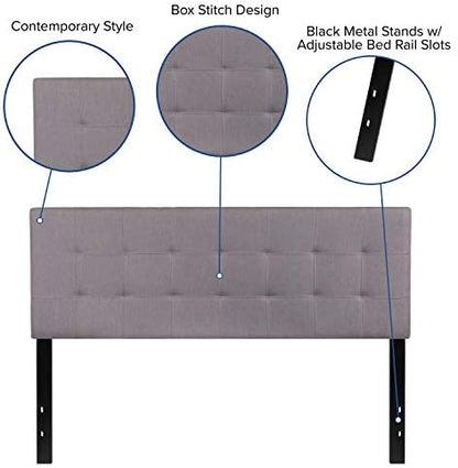 Flash Furniture Bedford Tufted Upholstered Queen Size Headboard in Light Gray Fabric