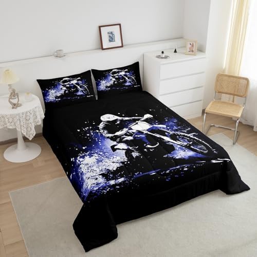 Feelyou Dirt Bike King Size Comforter Set for Kids Boys Girls Decor
