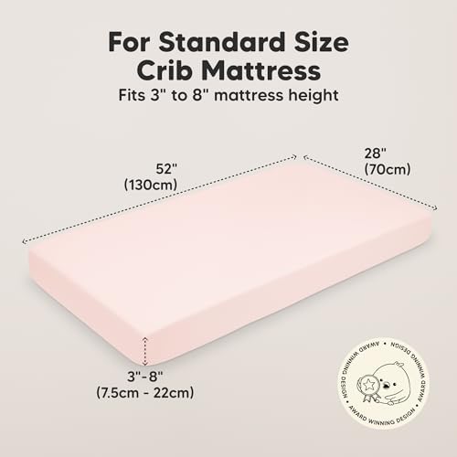 KeaBabies 2pk Organic Cotton Crib Sheets for Boys Girls 52x28, Mist Rose