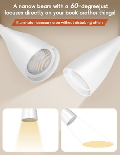 2 PCS Reading Light for Book in Bed,Clip on Light Reading Lamp with Adapter