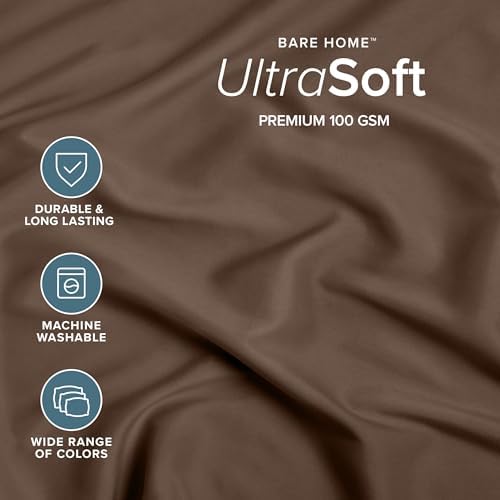 Bare Home Full Fitted Sheet - 1800 Ultra-Soft (Full, Cocoa)