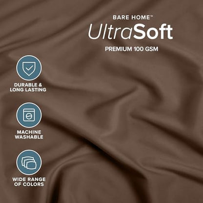 Bare Home Full Fitted Sheet - 1800 Ultra-Soft (Full, Cocoa)