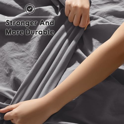 SONORO KATE 100% French Linen King Size Sheets Set,Extra Deep Pocket,4PC