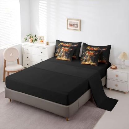 Erosebridal Bookshelf 7 Piece Bedding Set Twin Floral Comforter Set with Sheets Vintage Book Bed in a Bag Mysterious Art Bed Sets Comforter