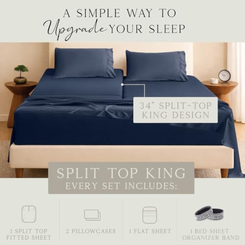 KARISSA MAE Bamboo Viscose 34" Split Top King Size Sheet Set, FSC Certified