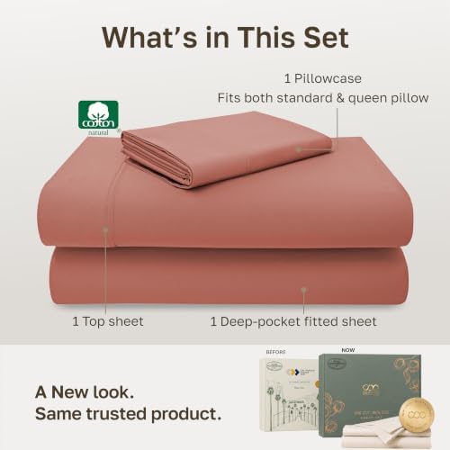 California Design Den 600 Thread Count 3 Pc XL Twin Sheets Set, Terracotta