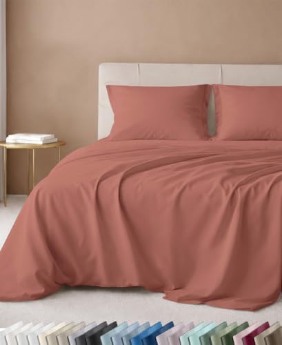 California Design Den 600 Thread Count Twin Sheets, 3 Pcs Set, Terracotta