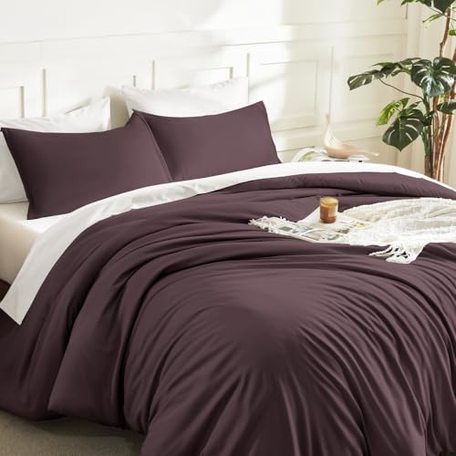 Litanika Plum Comforter Full Size, 3 Pieces Lightweight Solid Bed Set