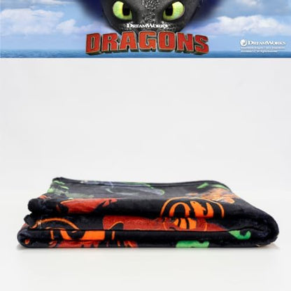How to Train Your Dragon Toothless Kids Bedding Super Soft Plush Cozy Throw, 46 in x 60 in, (Officially Licensed Product) By Franco