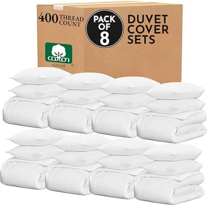 California Design Den Soft 100% Cotton Sateen Duvet Cover King Set, White