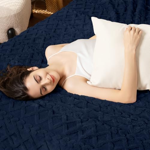 Aganear Fleece Throw Blanket for Couch Sofa 50"x60" Navy