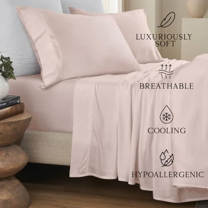 KARISSA MAE 7 Piece Luxury Bamboo Viscose Split King Sheets, FSC Certified