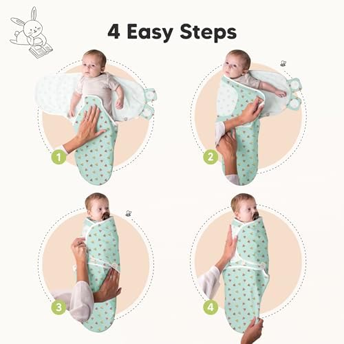KeaBabies 3-Pack Organic Baby Swaddles for Newborns, Beach Day, 0-3M