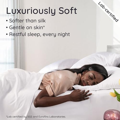 Bambaw King Size Cooling Sheets Set 6pcs - 100% Viscose Derived from Bamboo Sheets Deep Pocket, Fits Up to 16'' with Elastic Corner Straps, King Size Soft Sheets, Breathable Sheets (White)